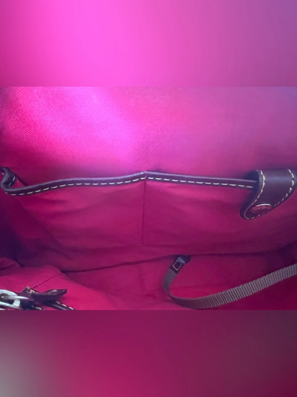 Dooney & Bourke Gray Satchel with Brown Trim
